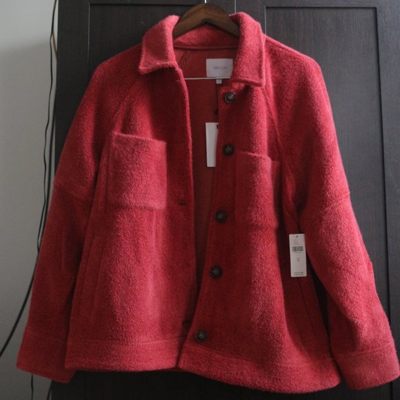 NWT Houndstooth Red Jacket Coat, size M. - Picture 1 of 8